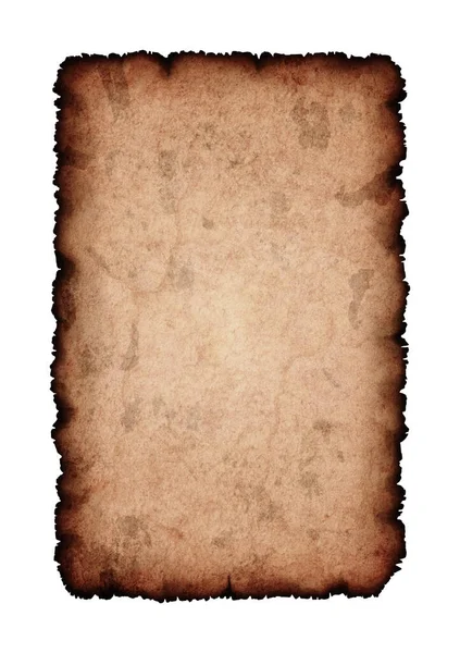 Old Sheet Paper Burnt Edges White Background — Stock Photo, Image