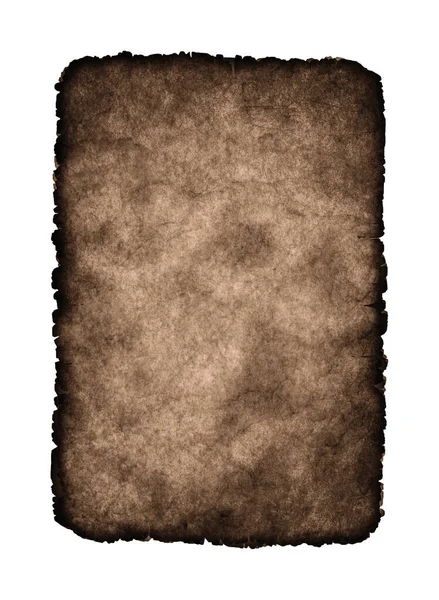 Old Sheet Paper Burnt Edges White Background — Stock Photo, Image