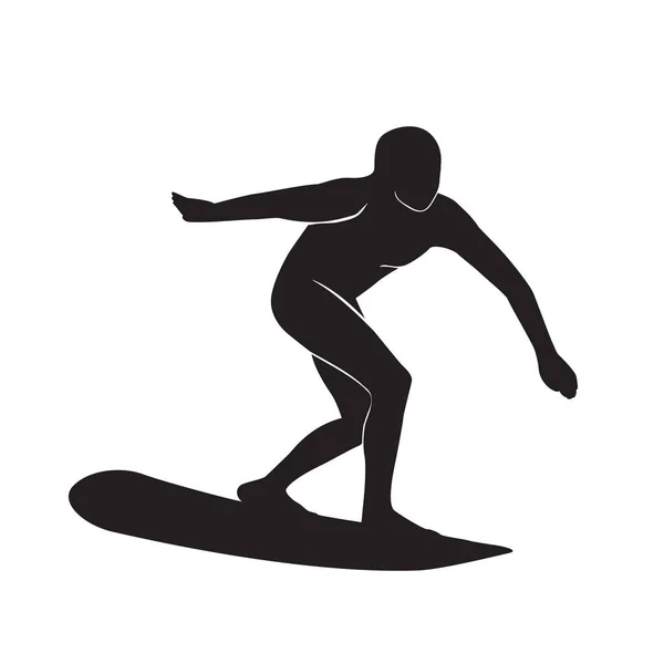 Ícone silhueta surfista — Vetor de Stock