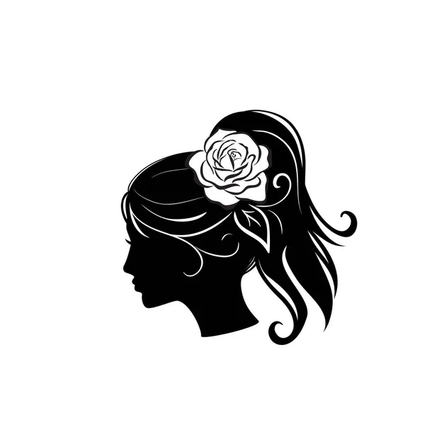 Hermosa cara de mujer icono — Vector de stock