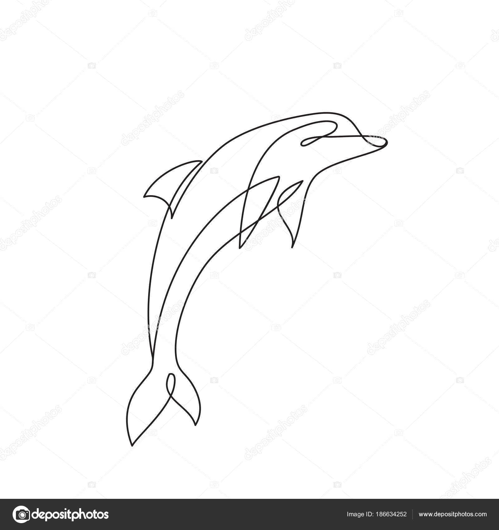 Pictures Drawing Dolphins Dolphin Line Art Stock Vector C Colorvalley 186634252