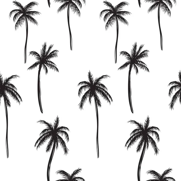 Palm trees black and white pattern — Stock Vector