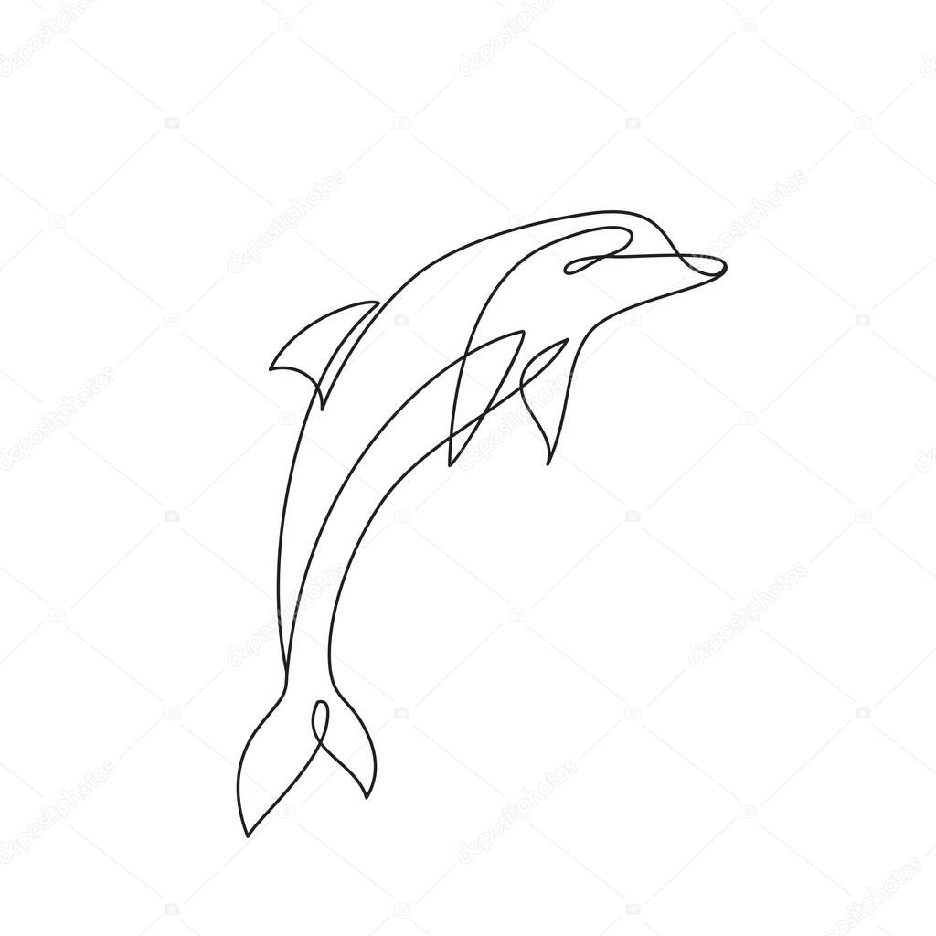 Dolphin Logo single line drawing