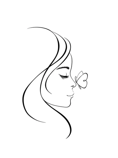 Женщина с бабочкой — стоковый вектор