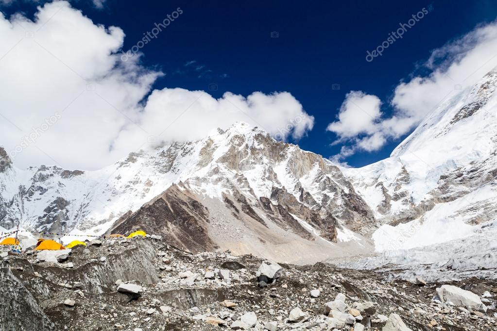Everest Base Camp in Himalaya Mountains Landscape, Camping in Te