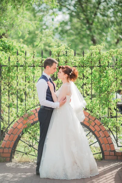 Sposa e sposo il giorno del loro matrimonio — Foto Stock