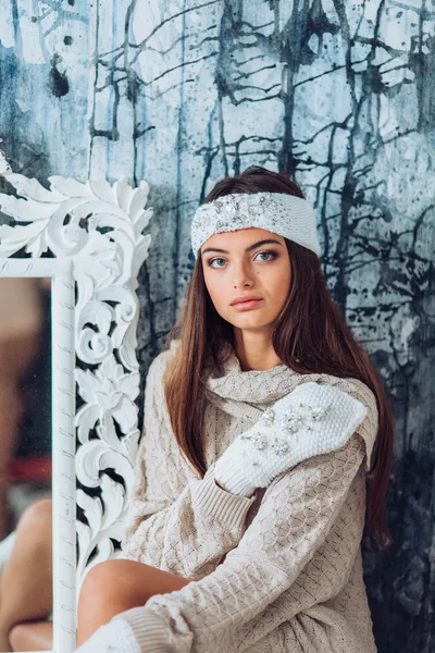 Young  woman in warm headband — Stock Photo, Image