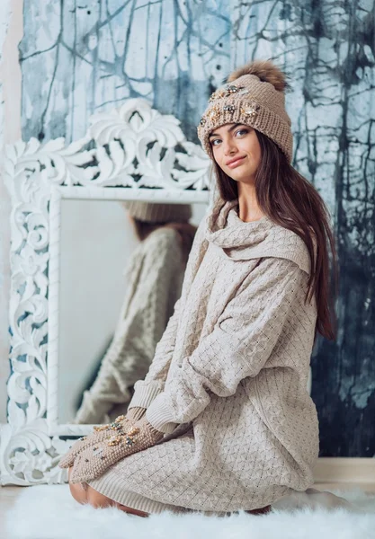 Young  woman with makeup in hat — Stock Photo, Image