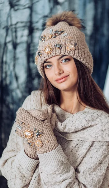 Young  woman with makeup in hat — Stock Photo, Image