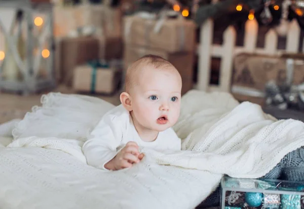 Little girl in  with Christmas  decorations — Stock Photo, Image