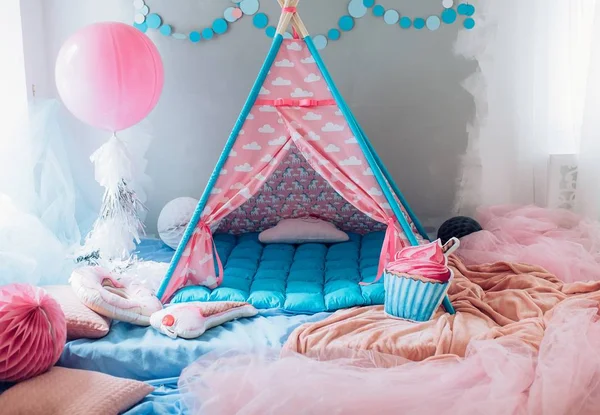 cute children room with play tent