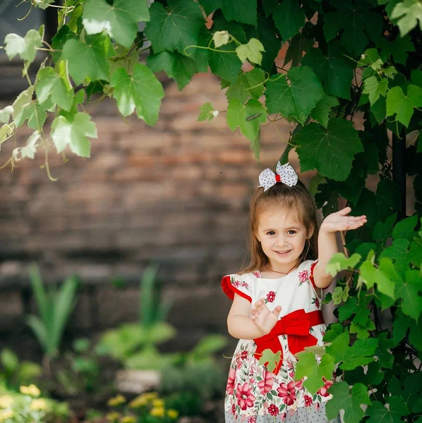 Sevimli Küçük Mutlu Kız Elbise Açık — Stok fotoğraf