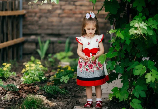 Cute Little Happy Girl Dress Outdoor — Stock Photo, Image