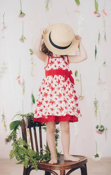 Cute Little Girl Dress Home Happy Childhood Concept — Stock Photo, Image