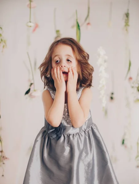 Cute Little Girl Dress Posing Happy Childhood Concept — Stock Photo, Image