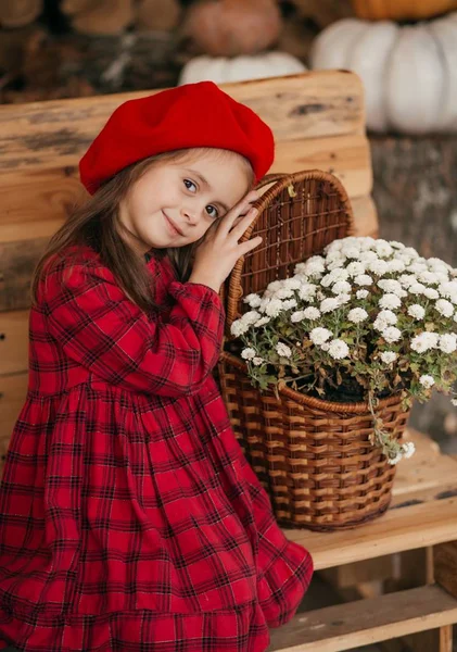 Portret Van Een Mooi Meisje Met Bloemen — Stockfoto