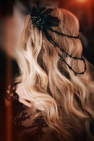 Portrait Beautiful Blond Young Woman Hair Accessory — 스톡 사진