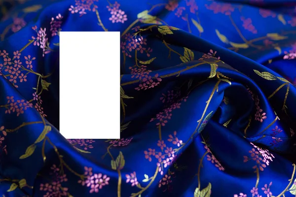 絹織物の質感花の背景と空白のカード — ストック写真
