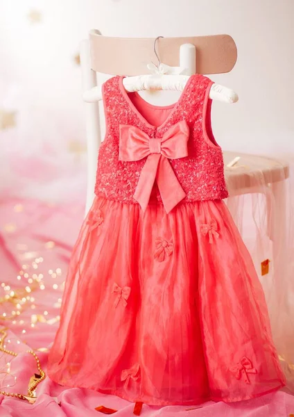 Vestido Criança Cabide Roupa Vestido Para Primeiro Aniversário Uma Menina — Fotografia de Stock