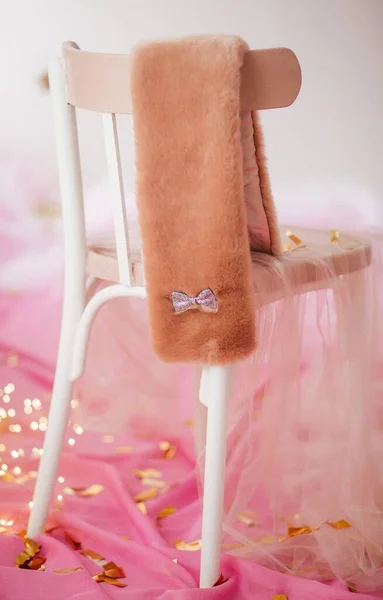 Child Cloth Chair Pink Background — Stock Photo, Image