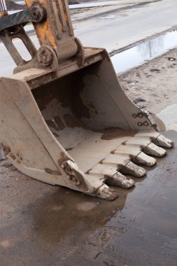 Kirli Ekskavatör Kepçe. 