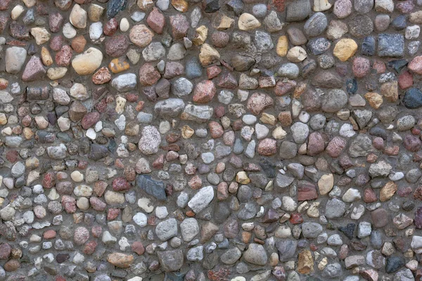 Λίθινη Υφή Τοίχου Δρόμος Από Μικρές Και Μεσαίες Στρογγυλές Πέτρες — Φωτογραφία Αρχείου