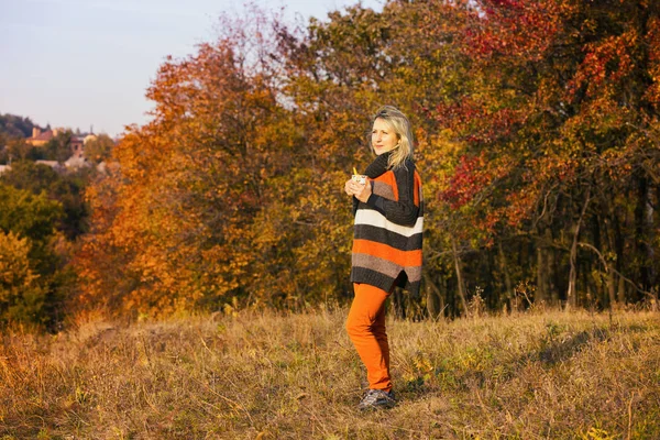 Chica en el bosque de otoño al aire libre —  Fotos de Stock