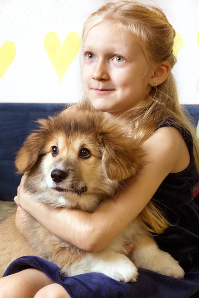 Girl and dog — Stock Photo, Image