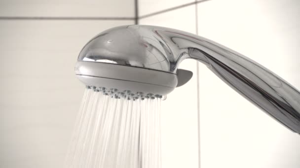 Acqua che scorre dalla doccia del bagno — Video Stock