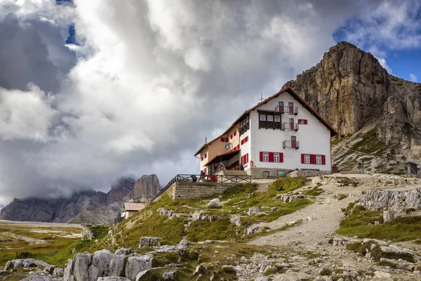 Rifugio high at the Dolomites mountains — стоковое фото