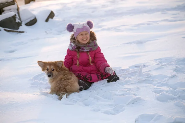 Niña y perro — Foto de Stock