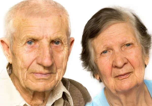Portré a nagyszülők, egy fehér háttér — Stock Fotó