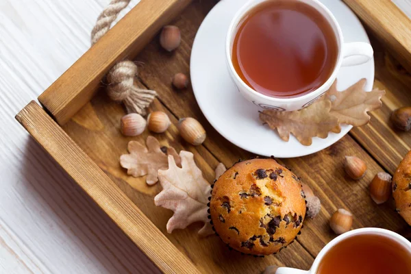 Kuchen und Tee — Stockfoto