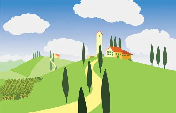 Nice Tuscany landscape — Stock Vector