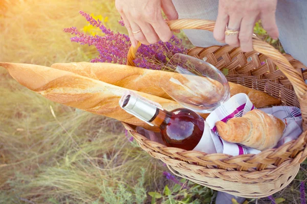 Picknick in de weide — Stockfoto