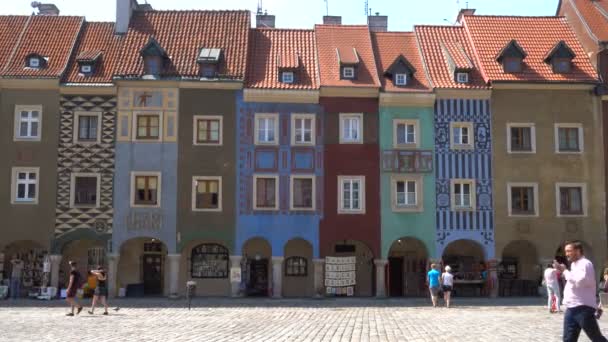 View of main square Rynek of polish city Poznan July 20 2017 — Stock Video