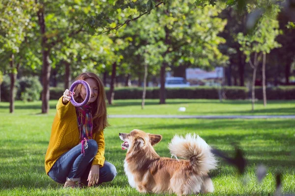 女の子と犬 — ストック写真