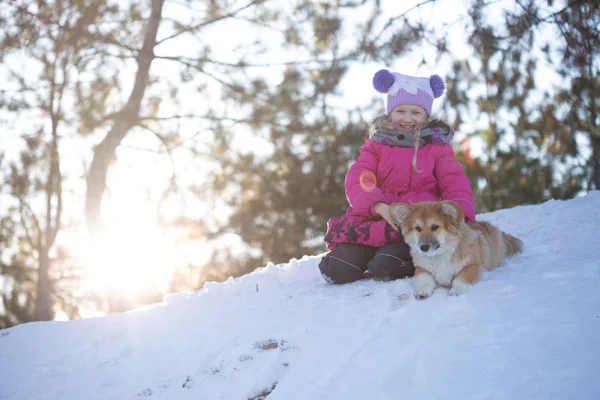 Girl and dog — Stock Photo, Image