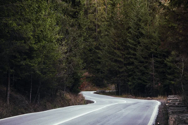 Strada di montagna nei Carpazi rumeni — Foto Stock