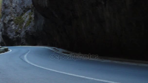 Road at the famous romanian canyon Cheile Bicazului — Stock Video