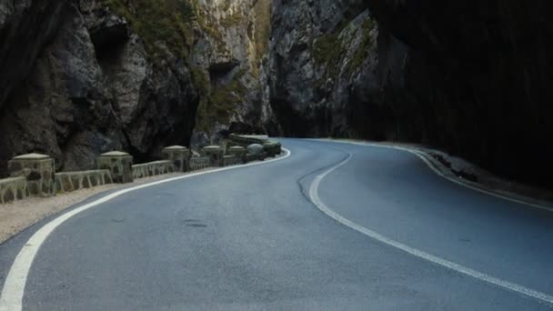 Road at the famous romanian canyon Cheile Bicazului — Stock Video