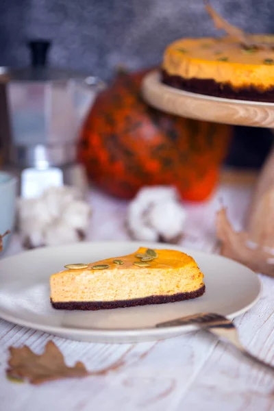 Appetitvækkende græskar cheesecake - Stock-foto