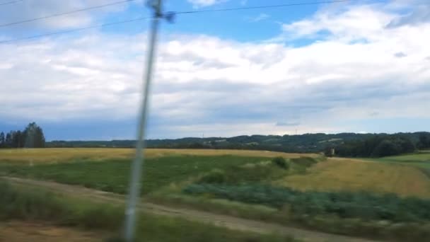 Pole Oknem Rychle Běžící Vlak — Stock video