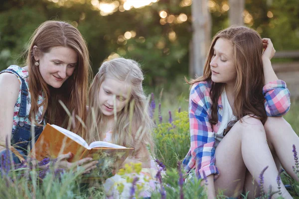 Happy family - mom and two daughters — Stock Photo, Image