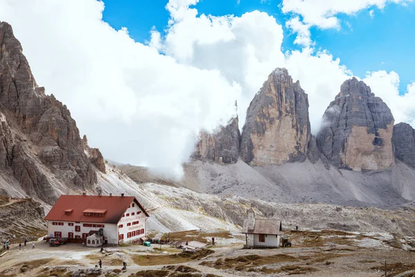 Rifugio high at the Dolomites mountains — стоковое фото