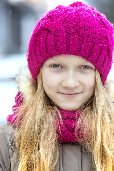 Invierno Niña Sonriente Aire Libre Tim Nevada — Foto de Stock