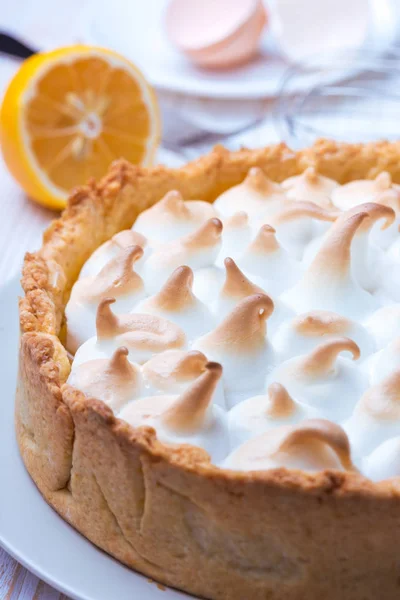 Postre Deliciosas Tartas Limón Toppin Clásico Merengue — Foto de Stock