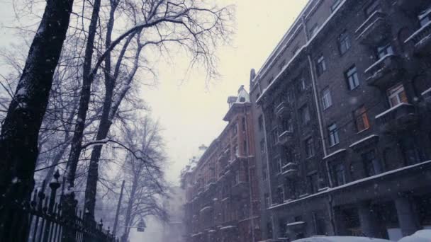 Neve Dura Cair Cidade — Vídeo de Stock