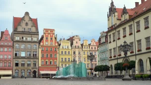 Hoofdplein Rynek van Wroclaw — Stockvideo