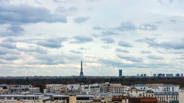 Torre Eiffel Com Nuvens Natação Timelapse — Vídeo de Stock